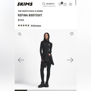 The North Face x Skims Refina Jumpsuit - onyx/black size S NWT